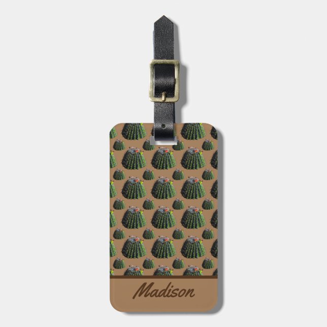 Cactus Luggage Tag - Optional Personalisation (Front Vertical)