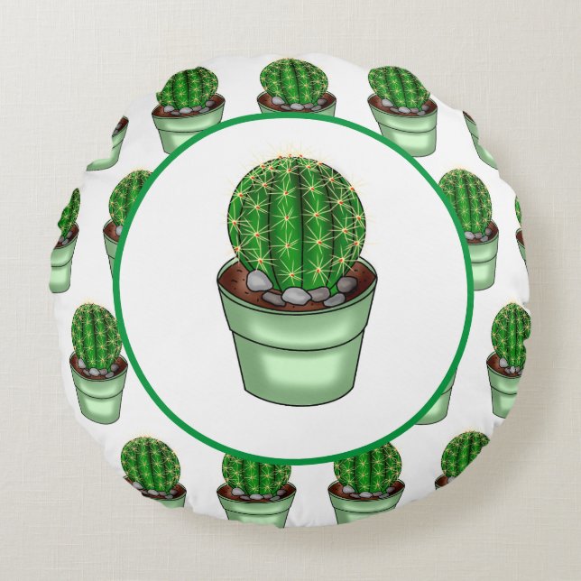 Cactus Makes Perfect | Plant Pun   Round Cushion (Front)