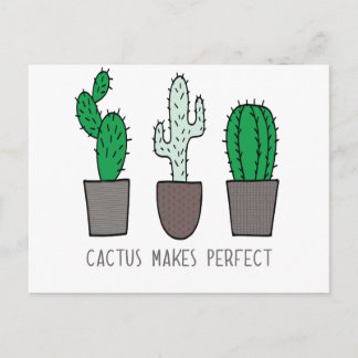 Cactus Makes Perfect Pun Postcard