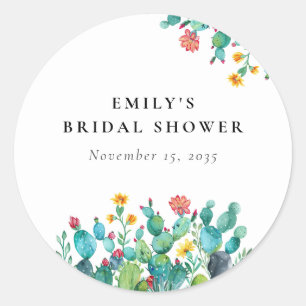 Cactus Mexican Fiesta Bridal Shower Classic Round Sticker