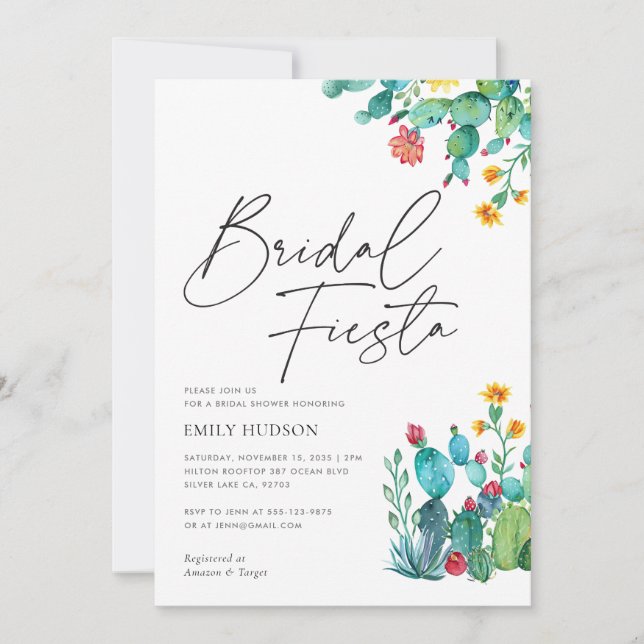 Cactus Mexican Fiesta Bridal Shower Invitation (Front)
