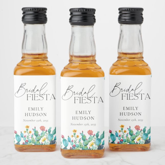 Cactus Mexican Fiesta Bridal Shower Liquor Bottle Label (Bottles)
