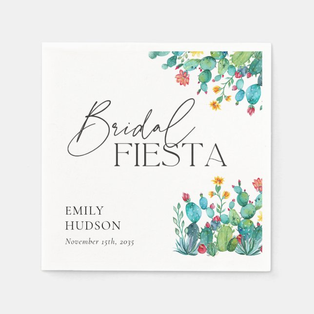Cactus Mexican Fiesta Bridal Shower Napkin (Front)