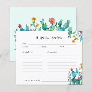 Cactus Mexican Fiesta Bridal Shower Recipe Card