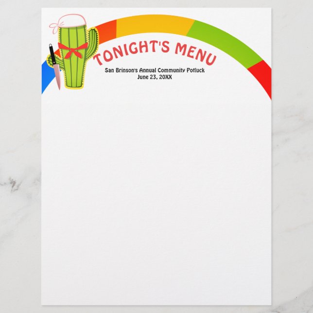 Cactus Mexican food catering menu letterhead (Front)