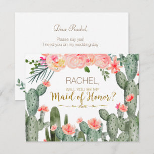 Cactus Mexican Will You Be My Maid of Honour Card
