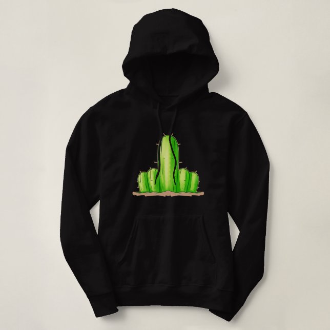 Cactus Middle Finger Cacti Gift for Gardener Botan Hoodie (Design Front)