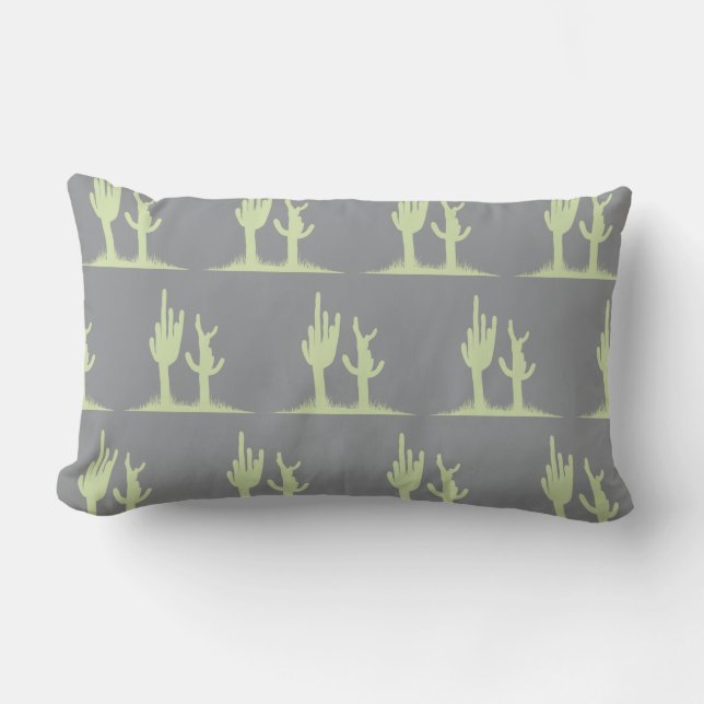 Cactus mint grey lumbar cushion (Front)