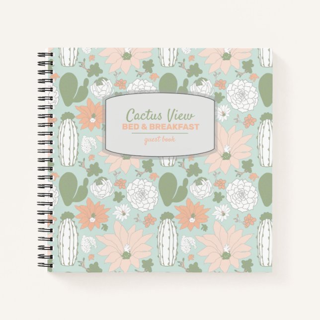 Cactus Mint Peach Vacation Rental Guest Book (Front)