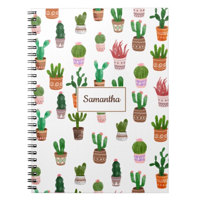 Cactus Modern Custom name Personalised Notebook (Front)