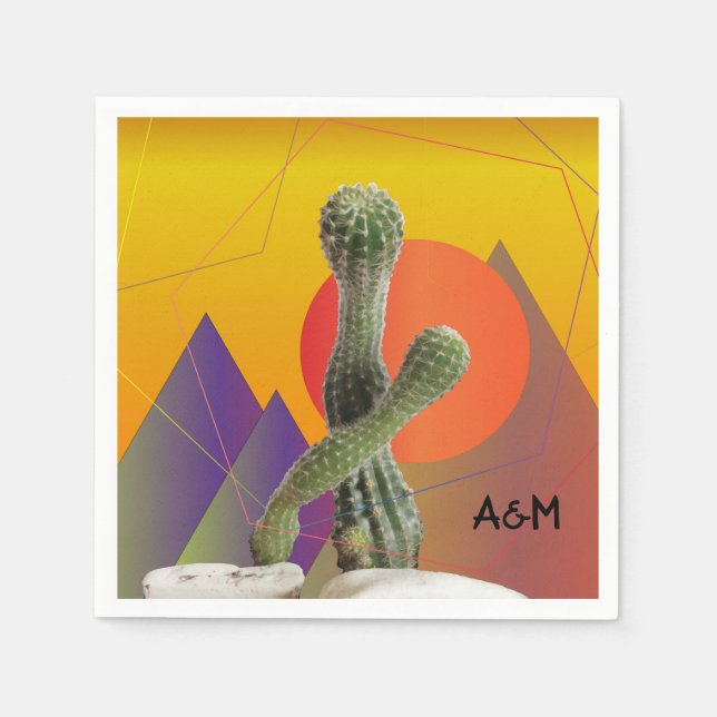 Cactus Monogram  Napkins (Front)