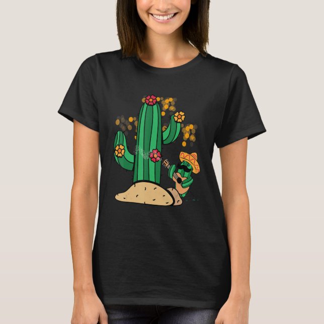 cactus music singing guitar sombrero mexicano dese T-Shirt (Front)