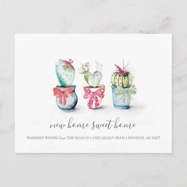 Cactus New Home Sweet Home Moving Announcemet Postcard (Front)