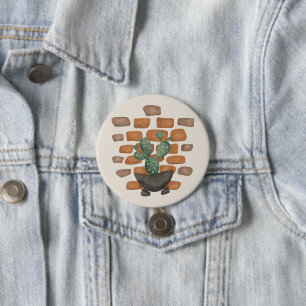 Cactus Oasis: Brick Wall Decor Inspired by Nature 7.5 Cm Round Badge