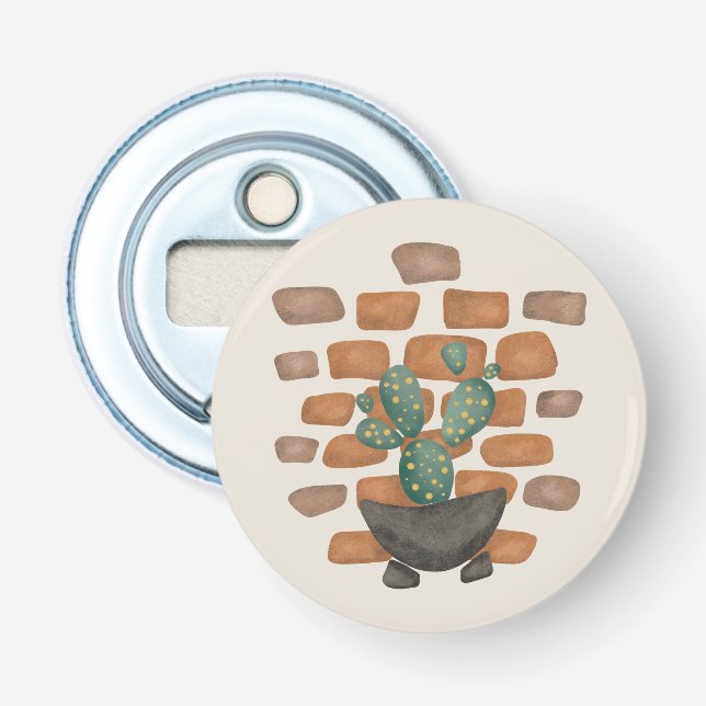 Cactus Oasis: Brick Wall Decor Inspired by Nature Bottle Opener (Front)