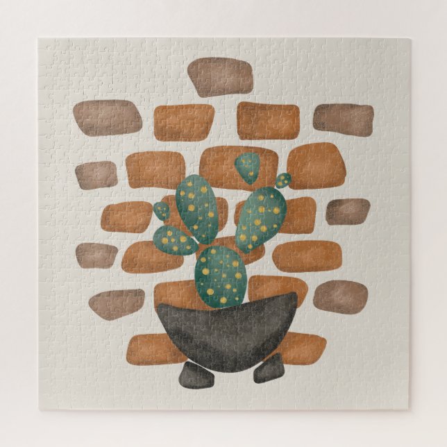 Cactus Oasis: Brick Wall Decor Inspired by Nature Jigsaw Puzzle (Vertical)
