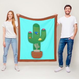 Cactus Oasis Fleece Blanket