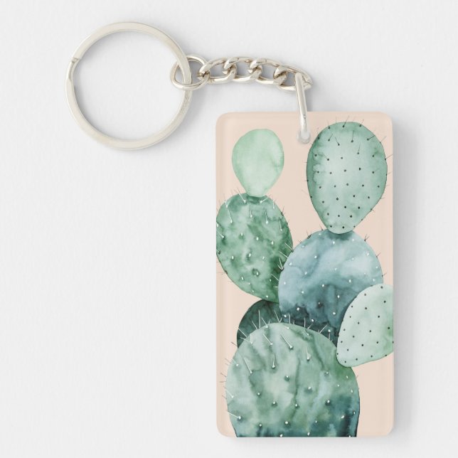 Cactus on Coral Key Ring (Front)