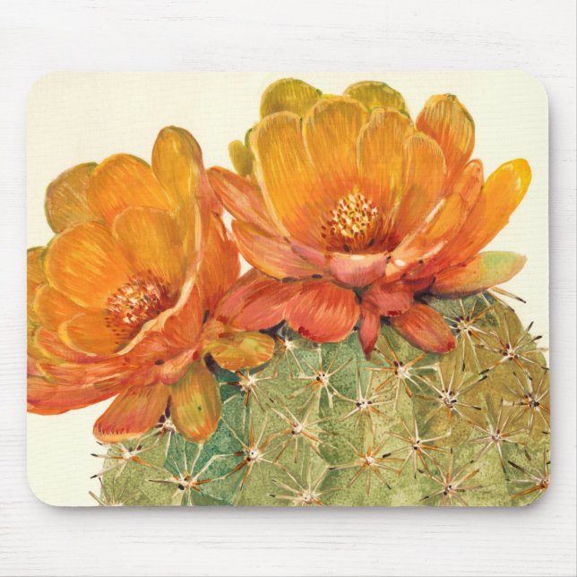 Cactus Orange Blossoms Mouse Mat (Front)