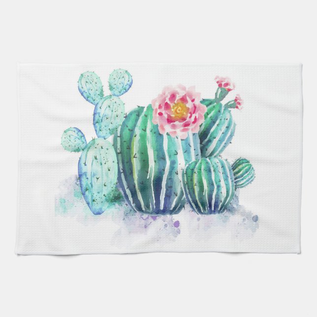 Cactus Painted Tea Towel (Horizontal)
