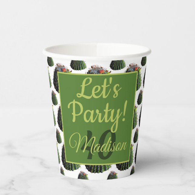 Cactus Paper Cups - Optional Personalisation (Left)