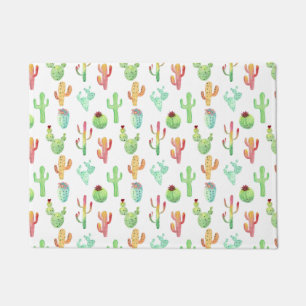 Cactus Pastel Watercolor Pattern Doormat