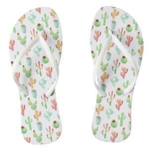 Cactus Pastel Watercolor Pattern Flip Flops