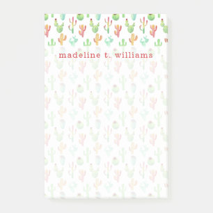 Cactus Pastel Watercolor Pattern Post-it Notes