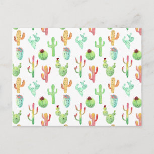 Cactus Pastel Watercolor Pattern Postcard