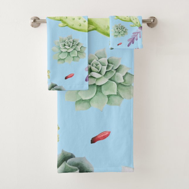 Cactus Pattern 10 Bath Towel Set (Insitu)