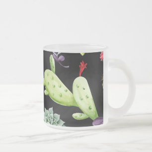 Cactus Pattern 2 Frosted Glass Coffee Mug