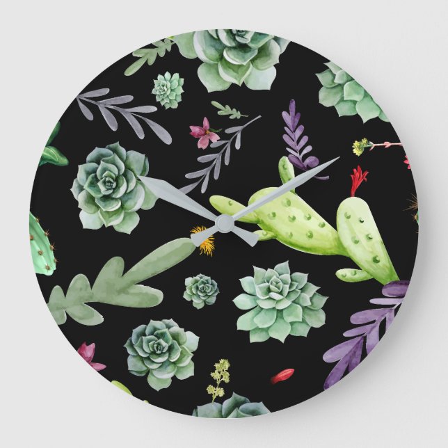 Cactus Pattern 2 Large Clock (Front)