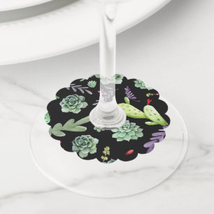 Cactus Pattern 2 Wine Glass Tag