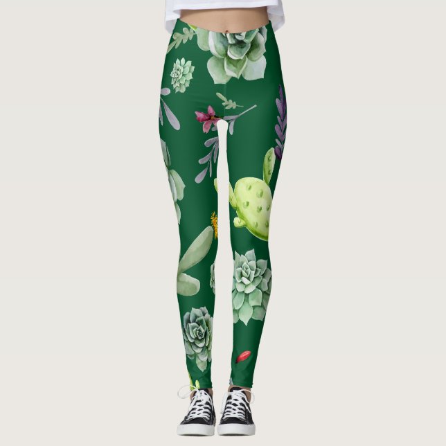 Cactus Pattern 3 Leggings (Front)