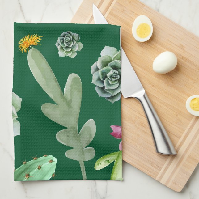 Cactus Pattern 3 Tea Towel (Quarter Fold)