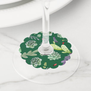 Cactus Pattern 3 Wine Glass Tag