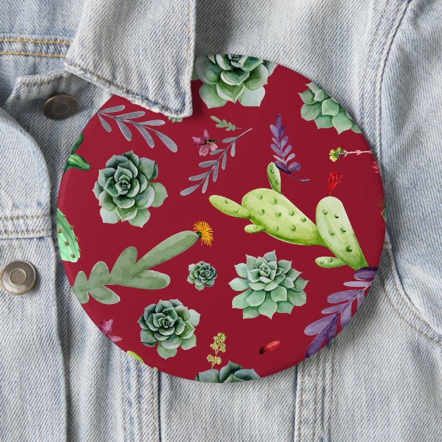 Cactus Pattern 4 6 Cm Round Badge (In Situ)