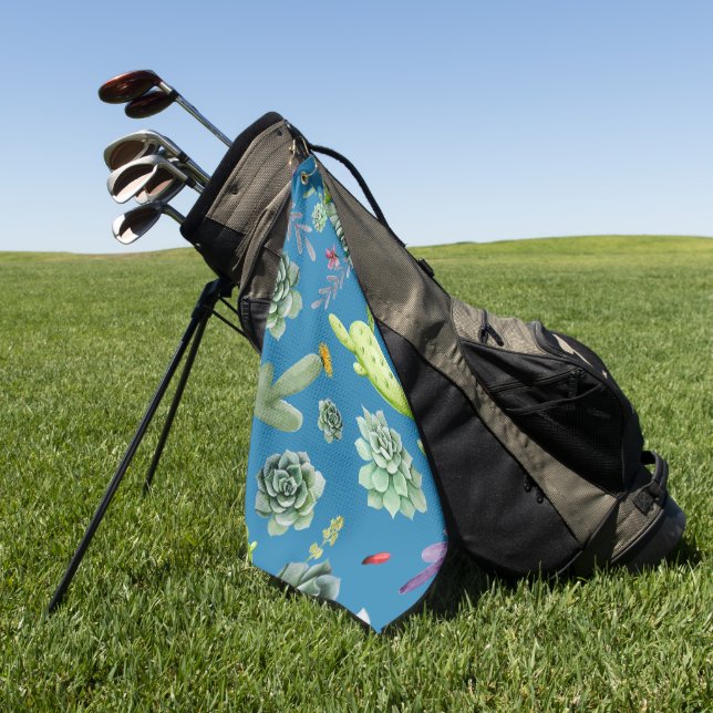 Cactus Pattern 5 Golf Towel (Green)