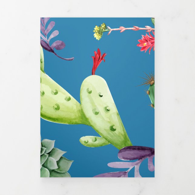 Cactus Pattern 5 Tri-Fold Holiday Card (Cover)