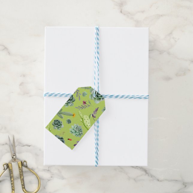 Cactus Pattern 6 Gift Tags (With Twine)