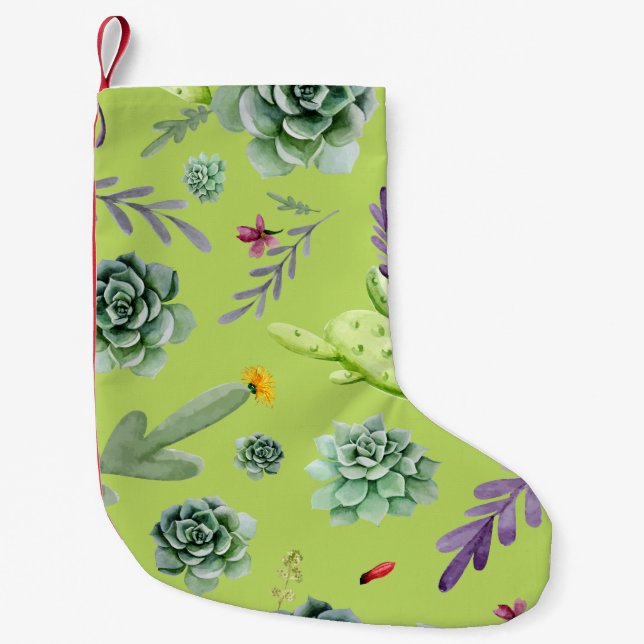 Cactus Pattern 6 Small Christmas Stocking (Front)