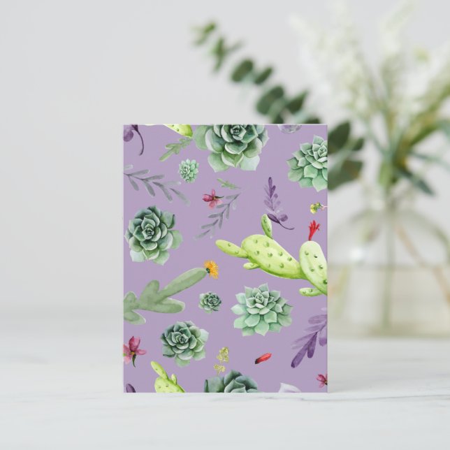 Cactus Pattern 7 Holiday Postcard (Standing Front)