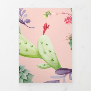 Cactus Pattern 8 Tri-Fold Holiday Card