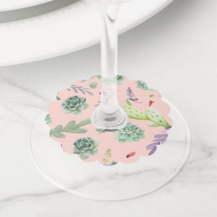 Cactus Pattern 8 Wine Glass Tag