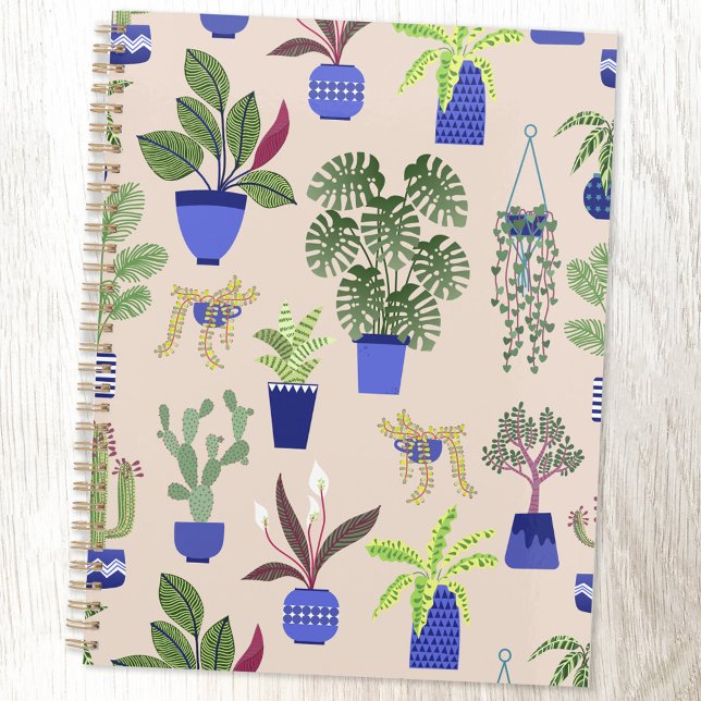 Cactus Pattern Blush Pink Planner (Cactus cacti succulent houseplant notebook planner)