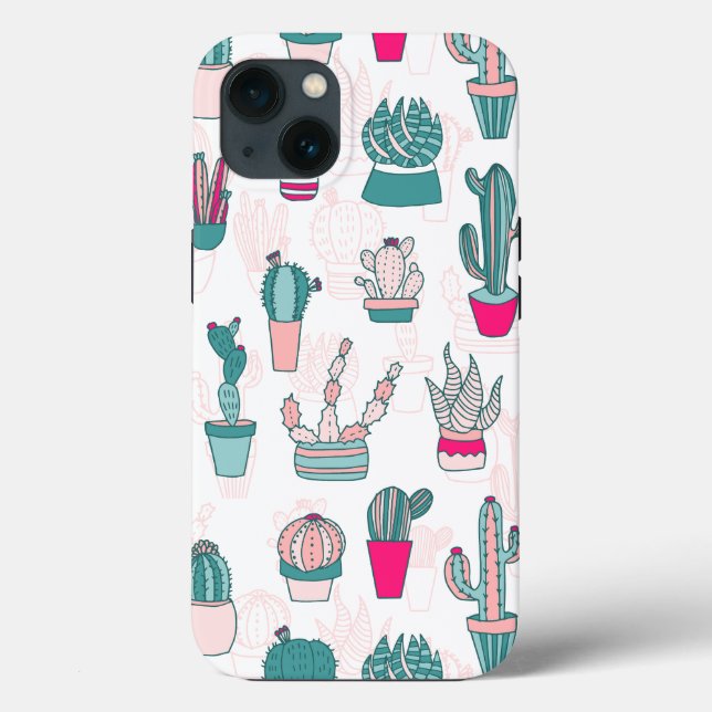 Cactus Pattern Case-Mate Trendy Pink House Plants iPhone Case (Back)