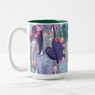 Cactus Pattern Colourful Watercolor Two-Tone Coffee Mug