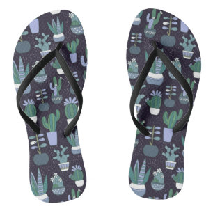 Cactus pattern flip flops