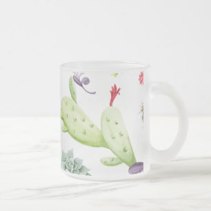 Cactus Pattern Frosted Glass Coffee Mug