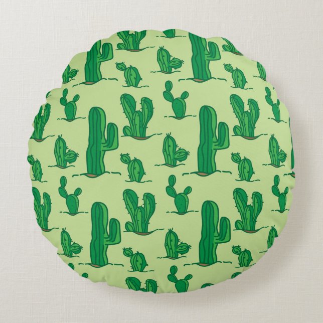 cactus pattern. hand drawing pattern. seamless han round cushion (Front)